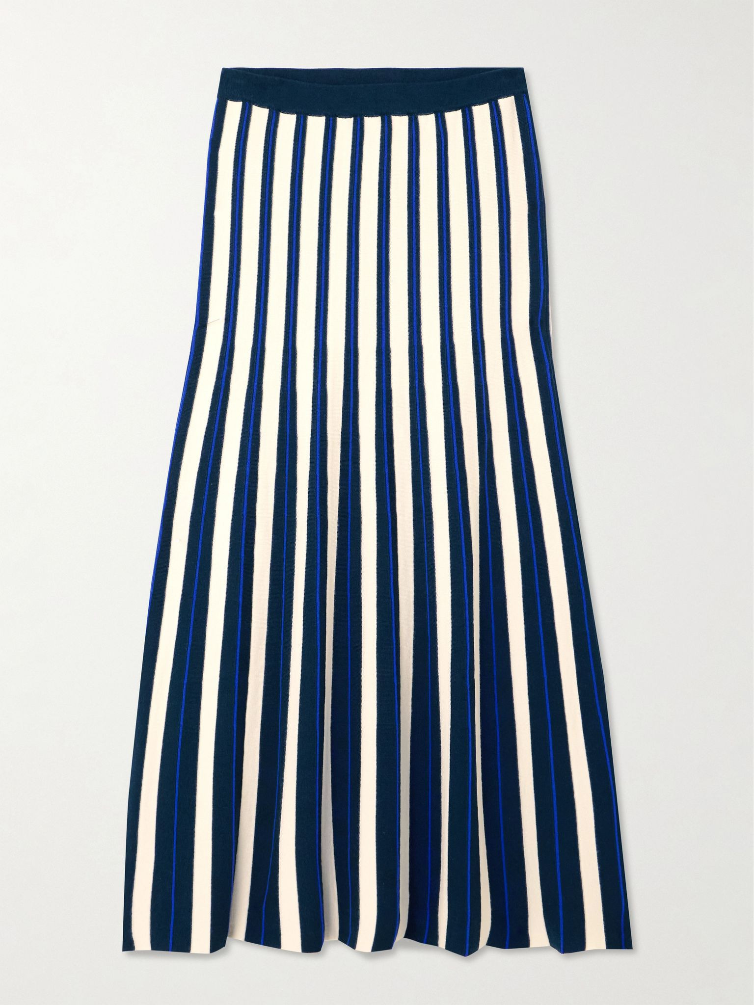 Manglar striped knitted organic cotton midi skirt Blue - 1