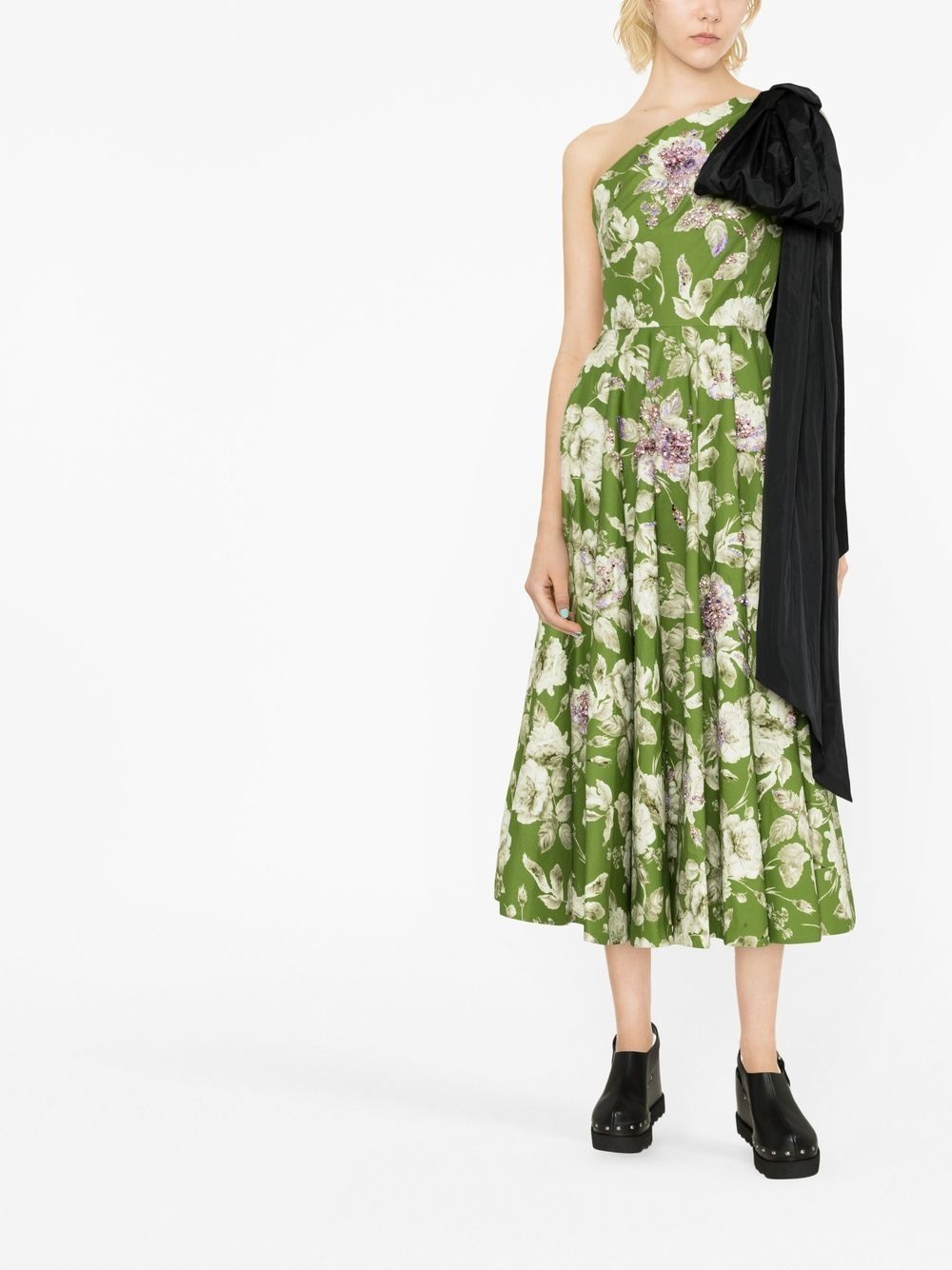 asymmetric floral-print midi dress - 2