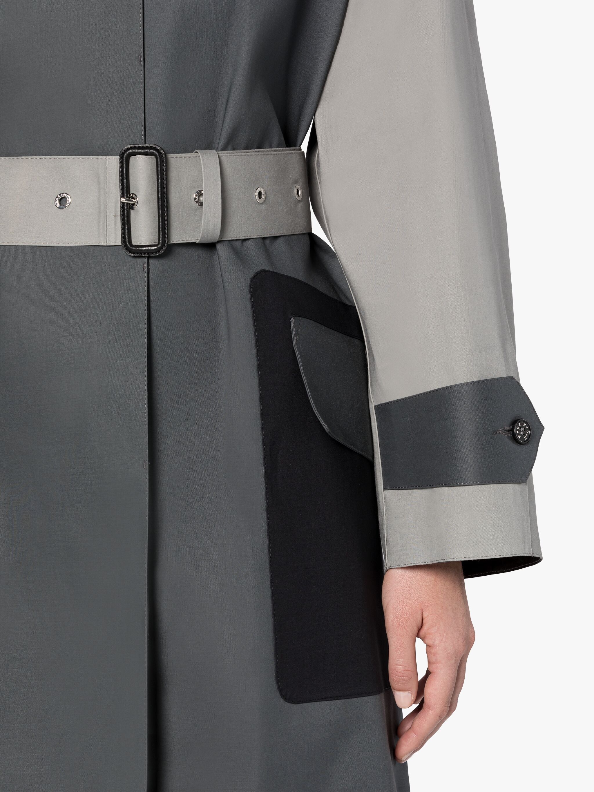 KNIGHTSWOOD BONDED COTTON COLOURBLOCK TRENCH COAT - 5