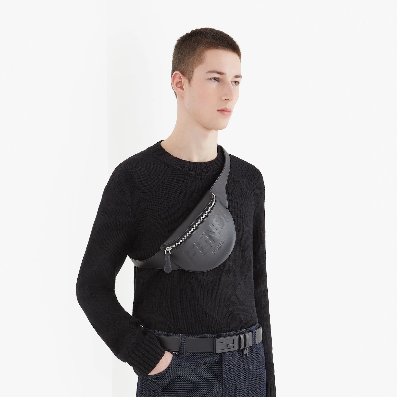 Black leather belt bag - 5