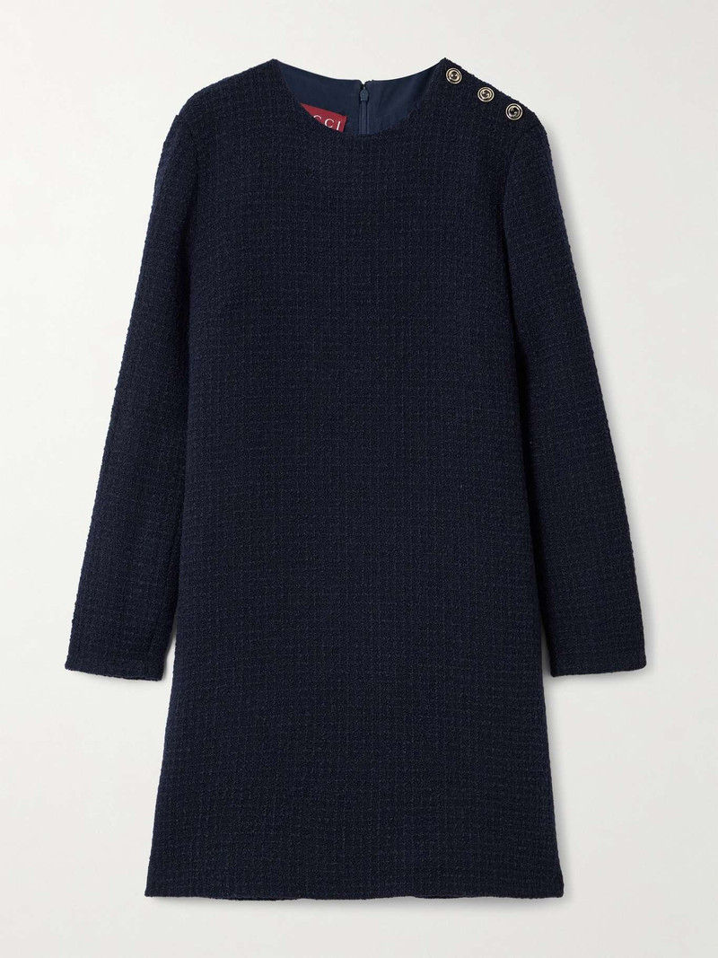 Wool-blend bouclé-tweed mini dress 1