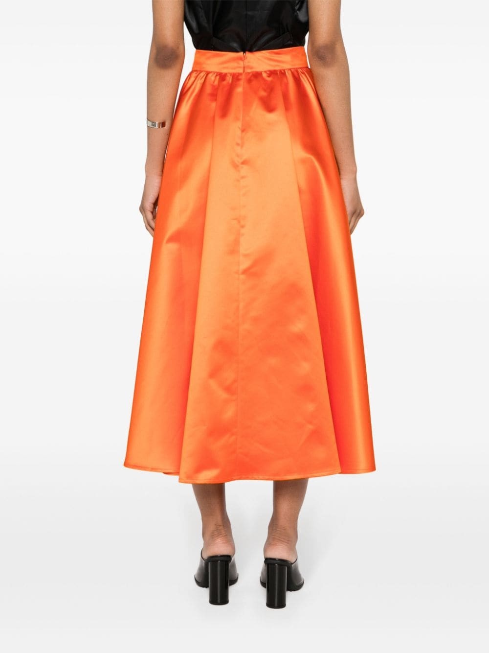 satin flared midi skirt - 4