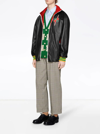 GUCCI Leather bomber jacket with GG Blade outlook