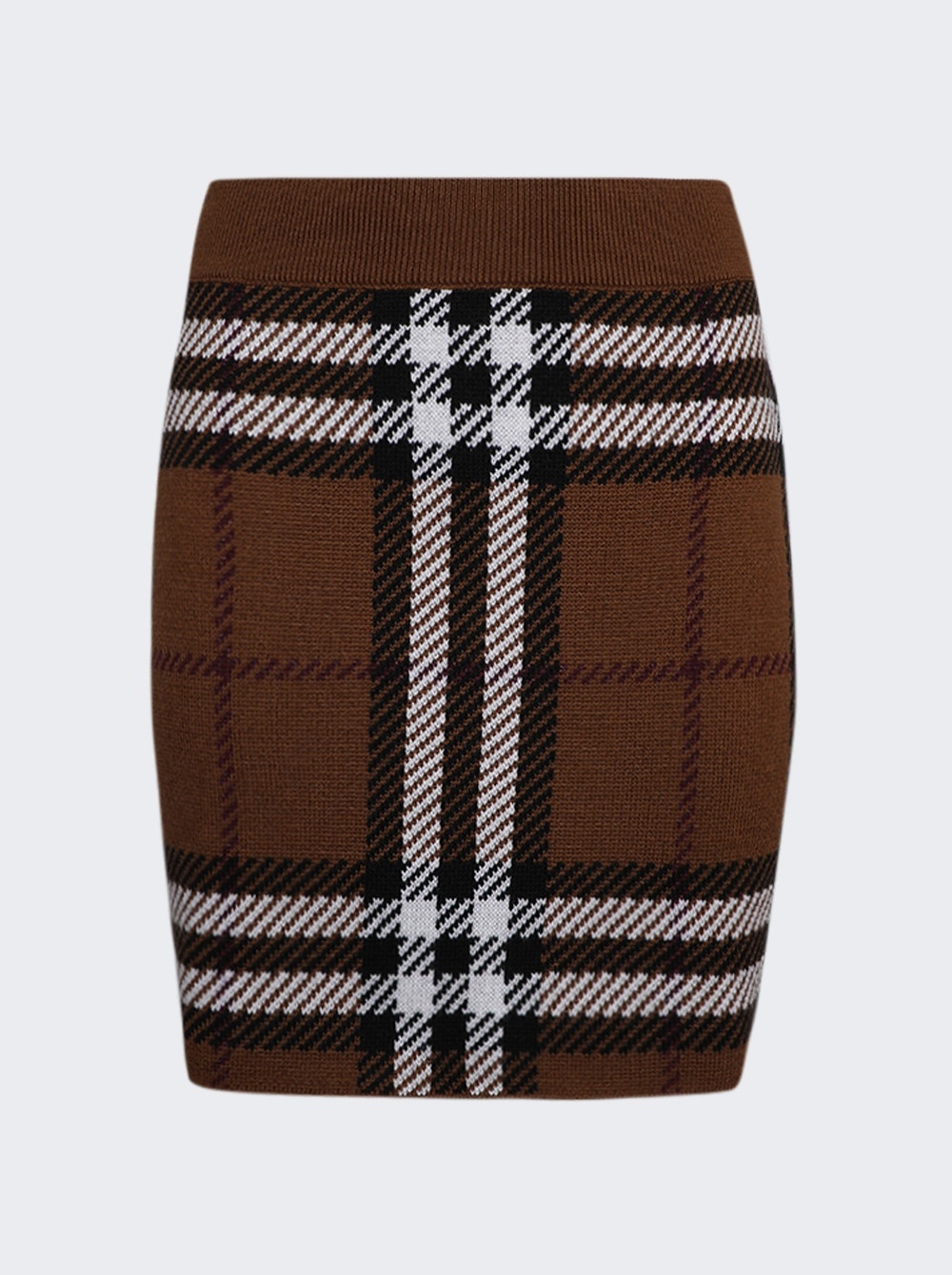 Check Wool Jacquard Mini Skirt Dark Birch Brown - 1