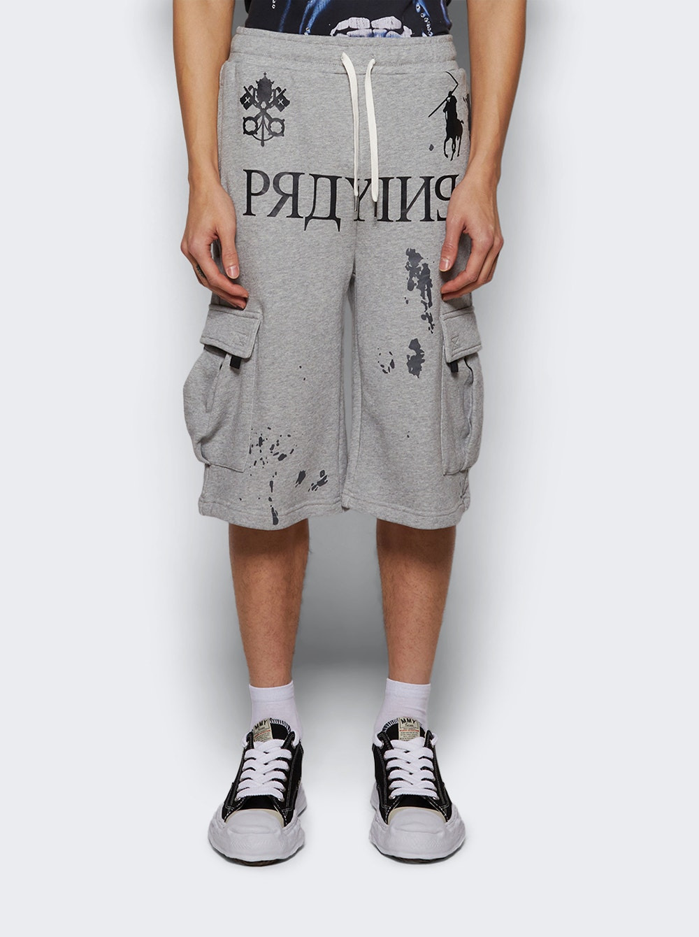 Praying Ai Logo Shorts Grey - 3