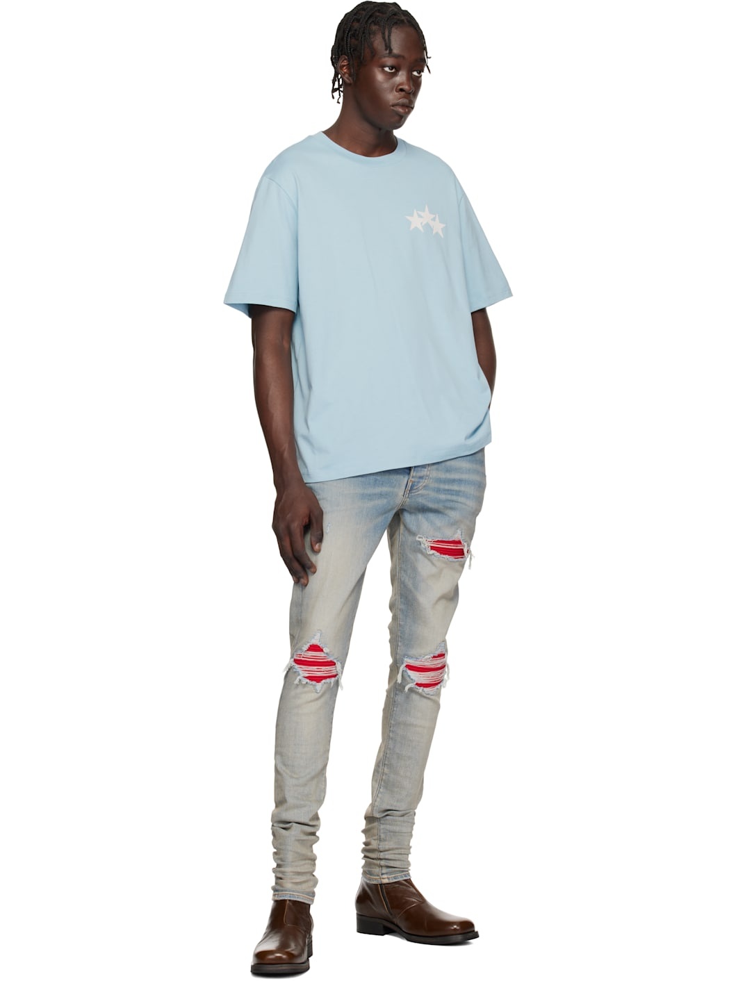 【この夏ほしい！】AMIRI ブルー Three Star Tシャツ Blue Three Star T-shirt by AMIRI on Sale
