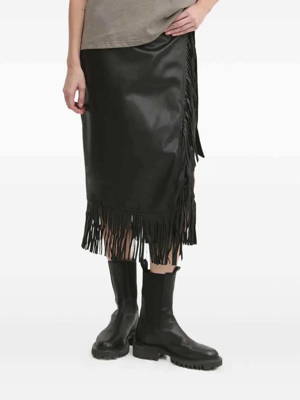 fringe-detail wrap skirt - 1