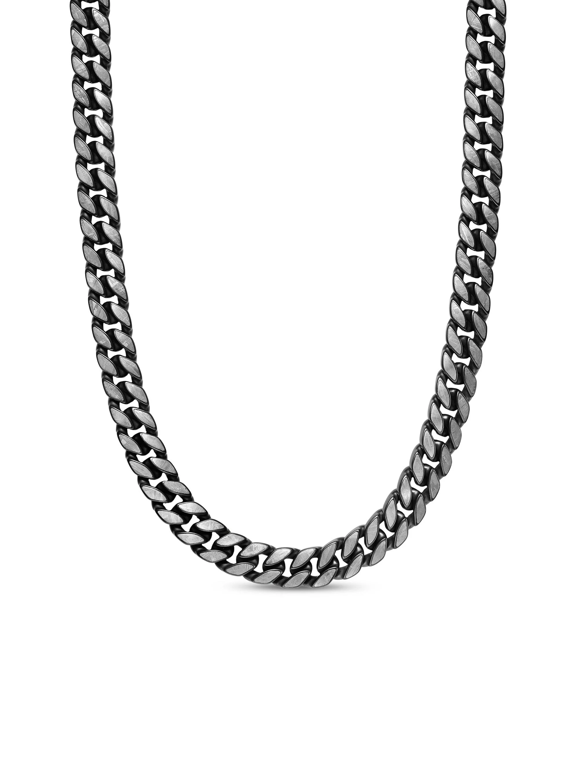 Men's Curb Chain Necklace in Black Titanium - Meteorite - 1