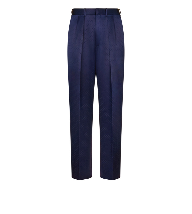 SILK VISCOSE SATIN POLKA DOT JACQUARD DOUBLE PLEAT PANT 1