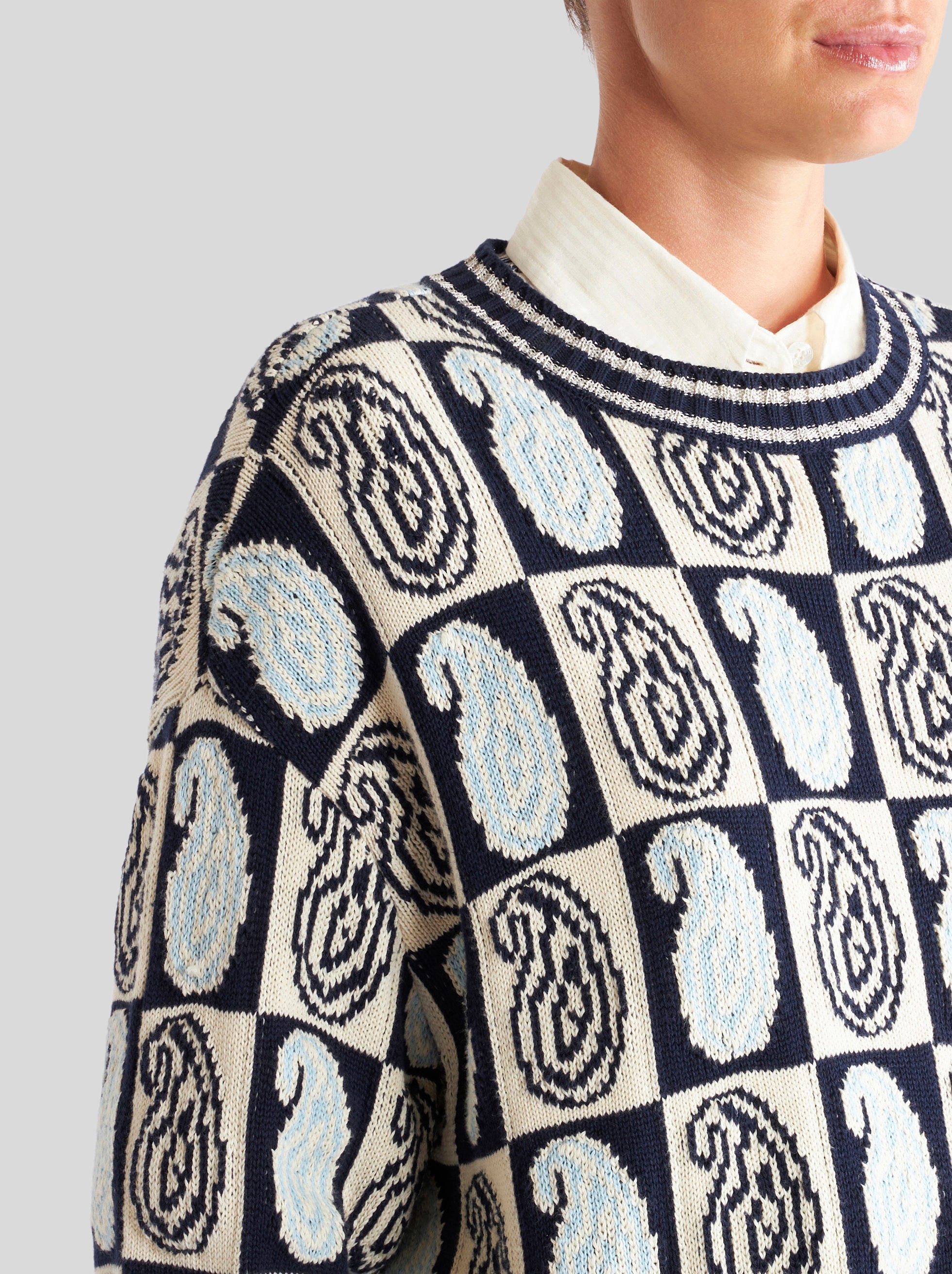 PAISLEY PATTERN JACQUARD SWEATER - 4