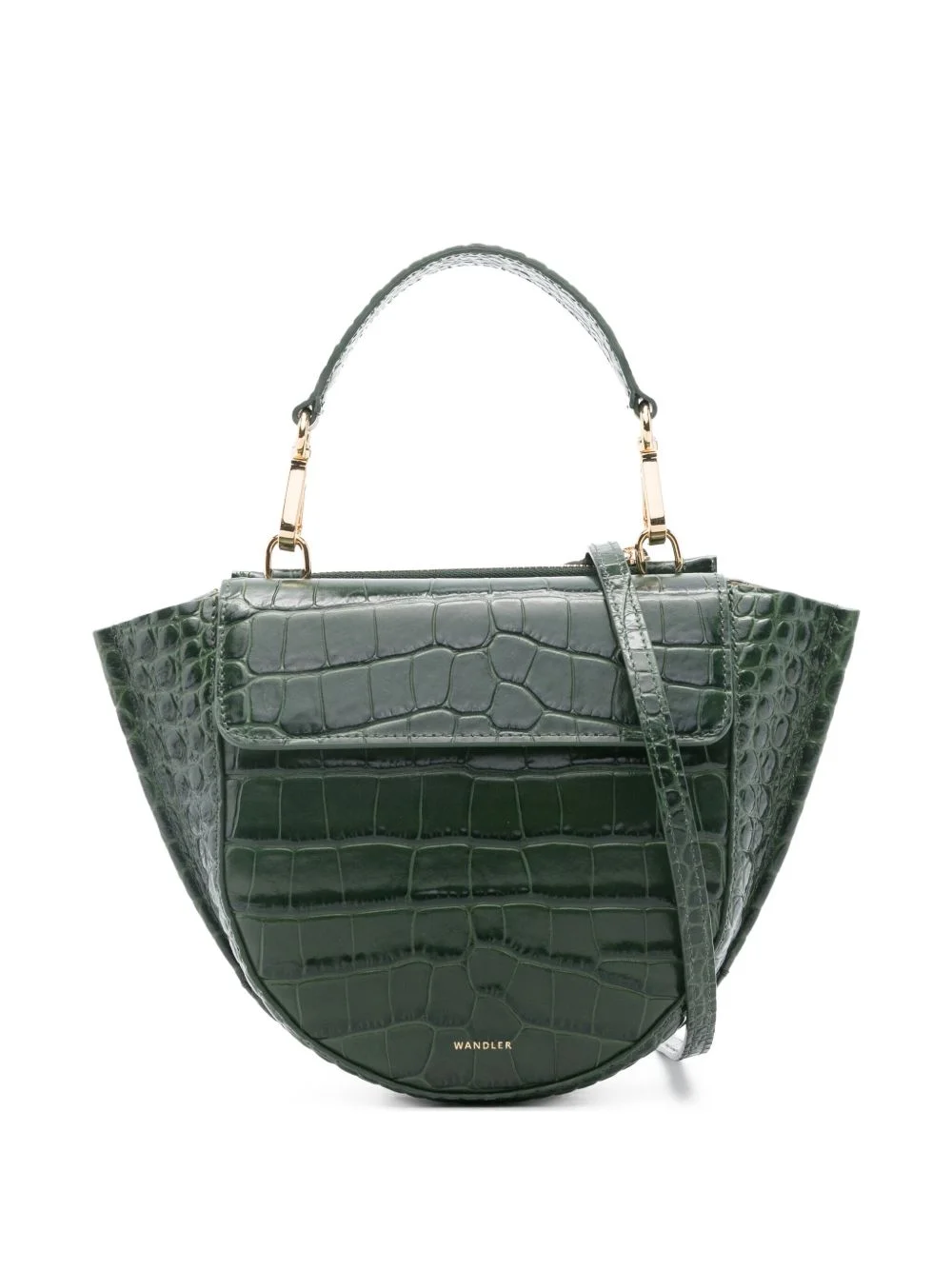 mini Hortensia crocodile-embossed half-moon tote bag - 1