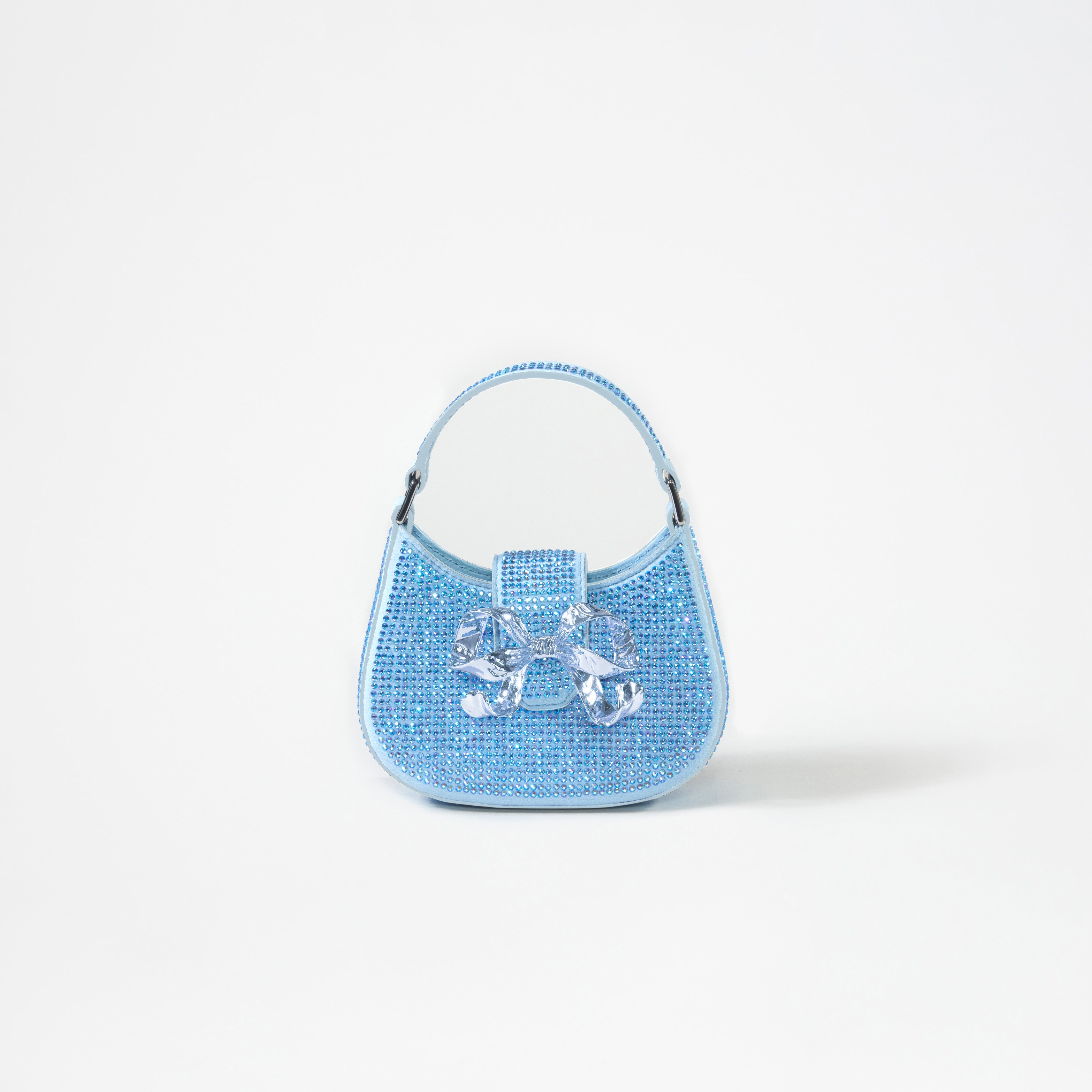 Blue Rhinestone Crescent Bow Micro Bag - 1