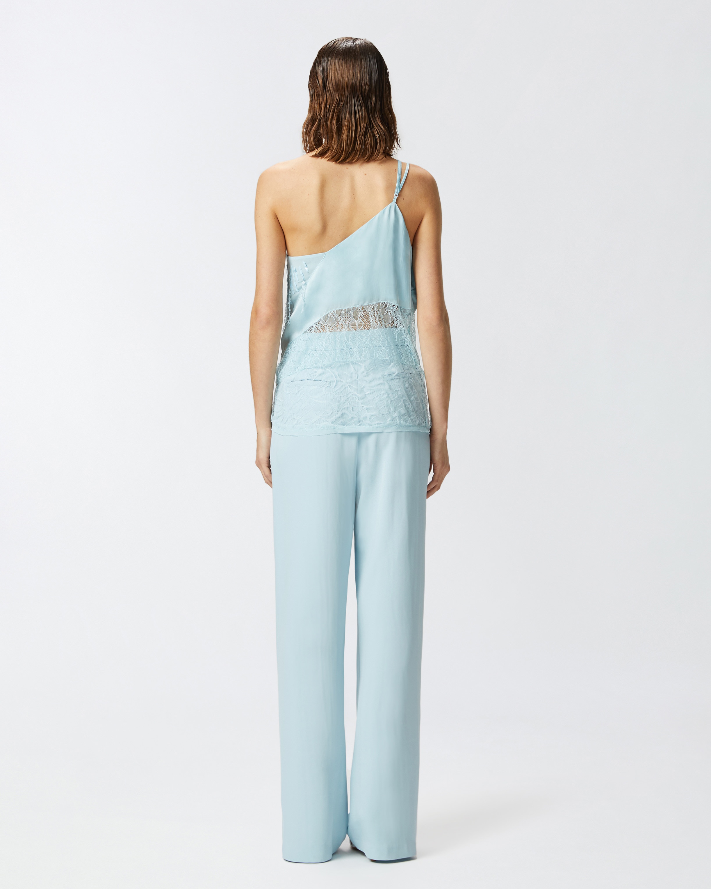 ONE-SHOULDER SATIN TOP WITH LACE AND SEQUINS - 4