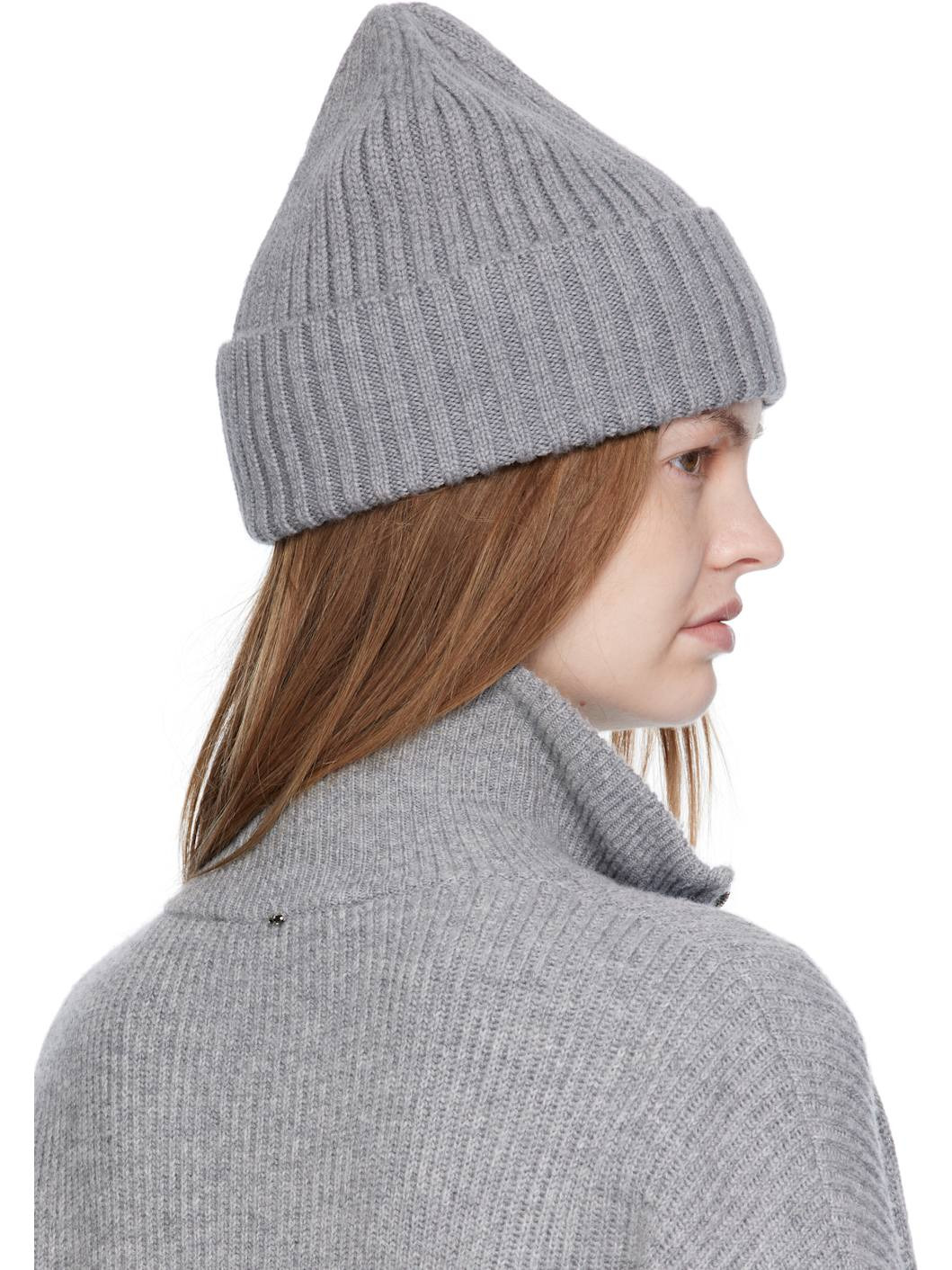 Gray Monogram-Embroidered Wool Beanie - 3