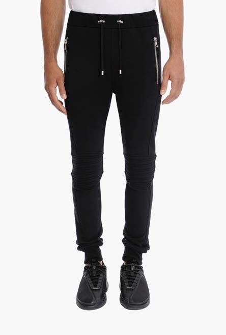 Black cotton sweatpants with embossed Balmain Paris logo - 5