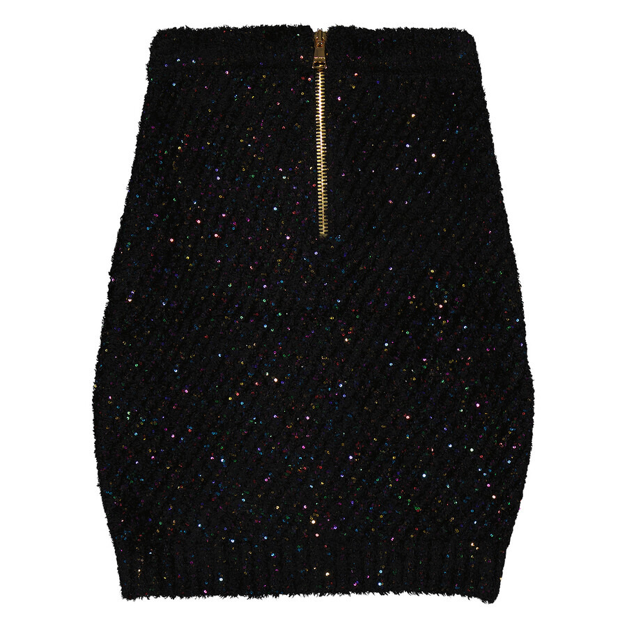 Balmain Sequin-Embellished High-Waist Knitted Mini Skirt - 7