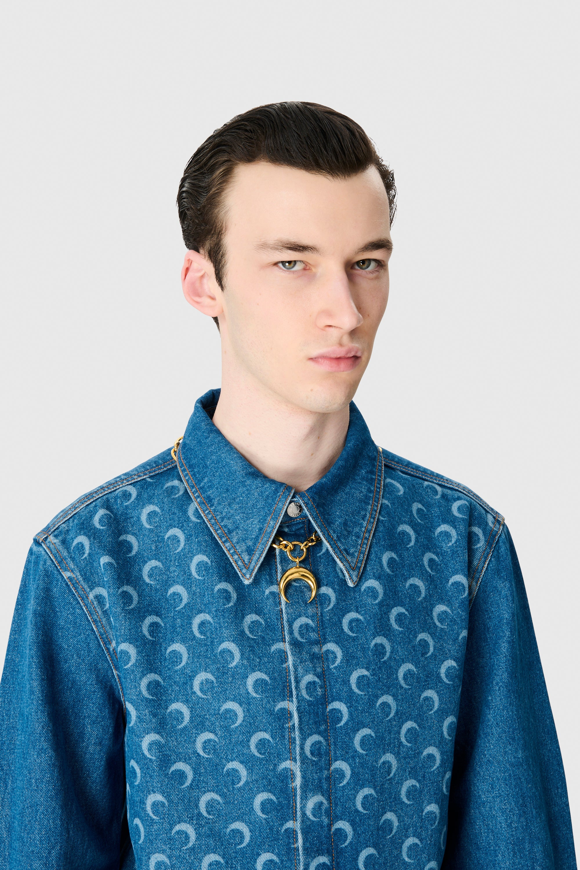 Moon Laser Blue Wash Denim LS Shirt - 4