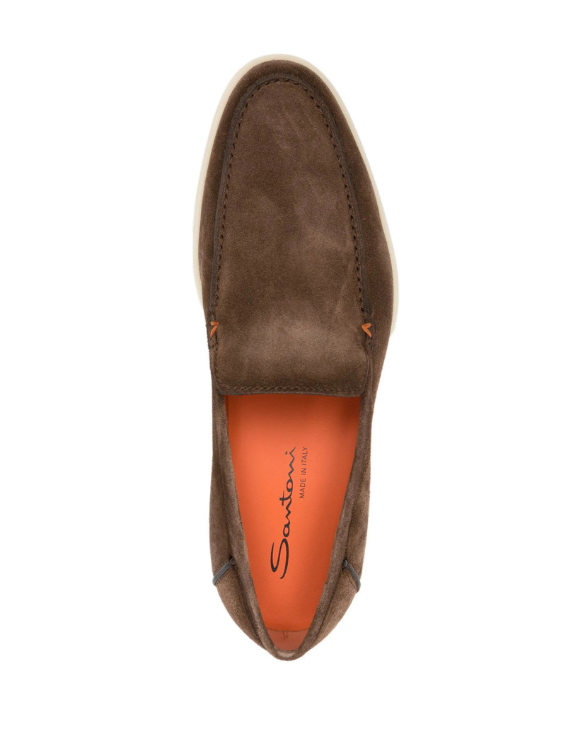Santoni Santoni Almond-toe Suede Loafers outlook