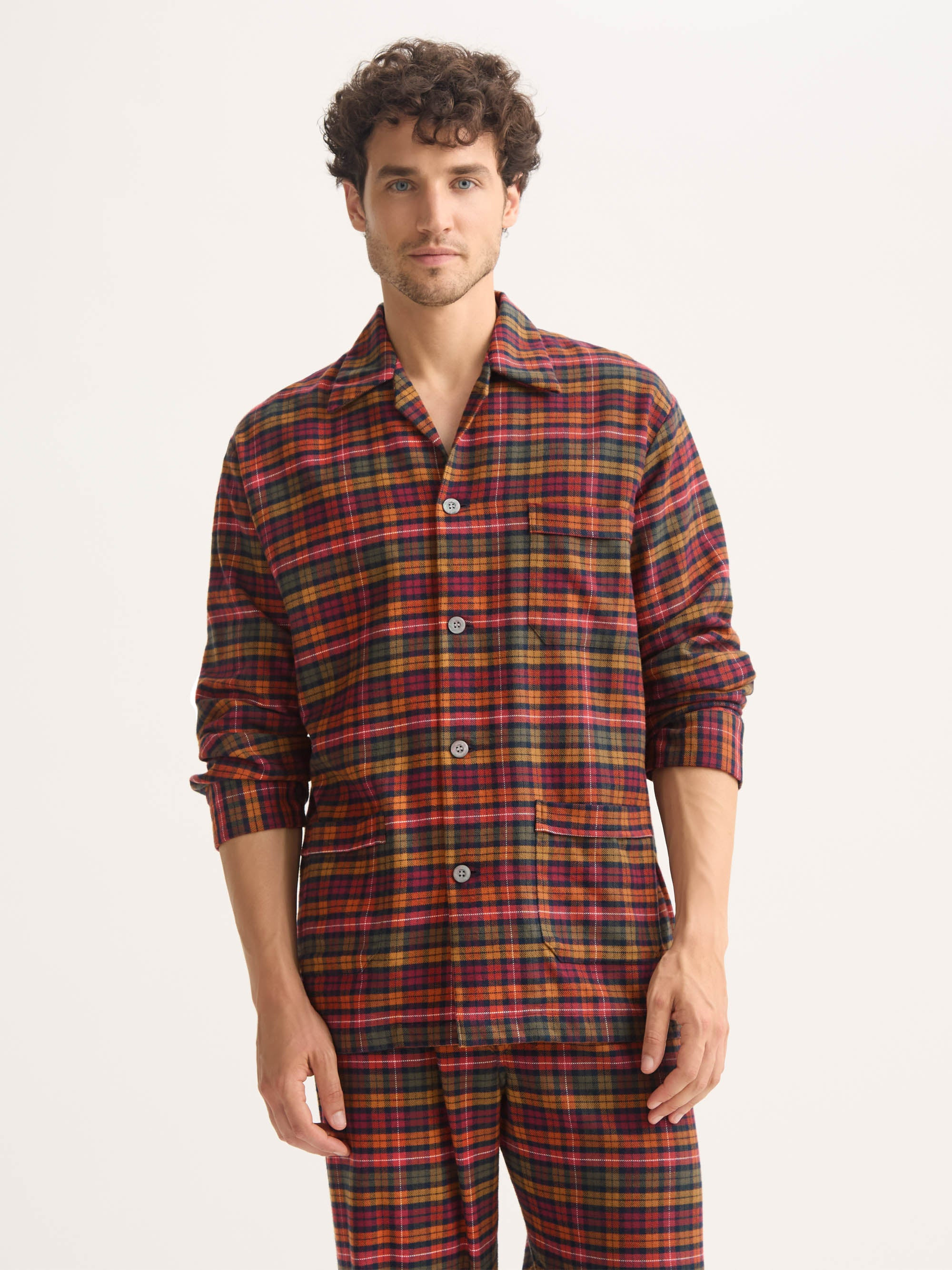 Men's Classic Fit Pajamas Kelburn Brushed Cotton Multicolor Check - 6