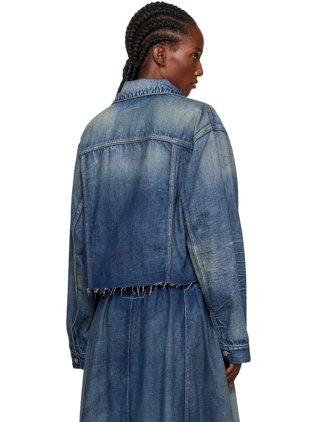 Blue Cropped Denim Jacket - 3