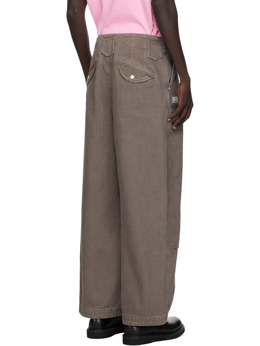 Taupe Kenzo Paris 'KENZO Weave' Double Knee Trousers - 3