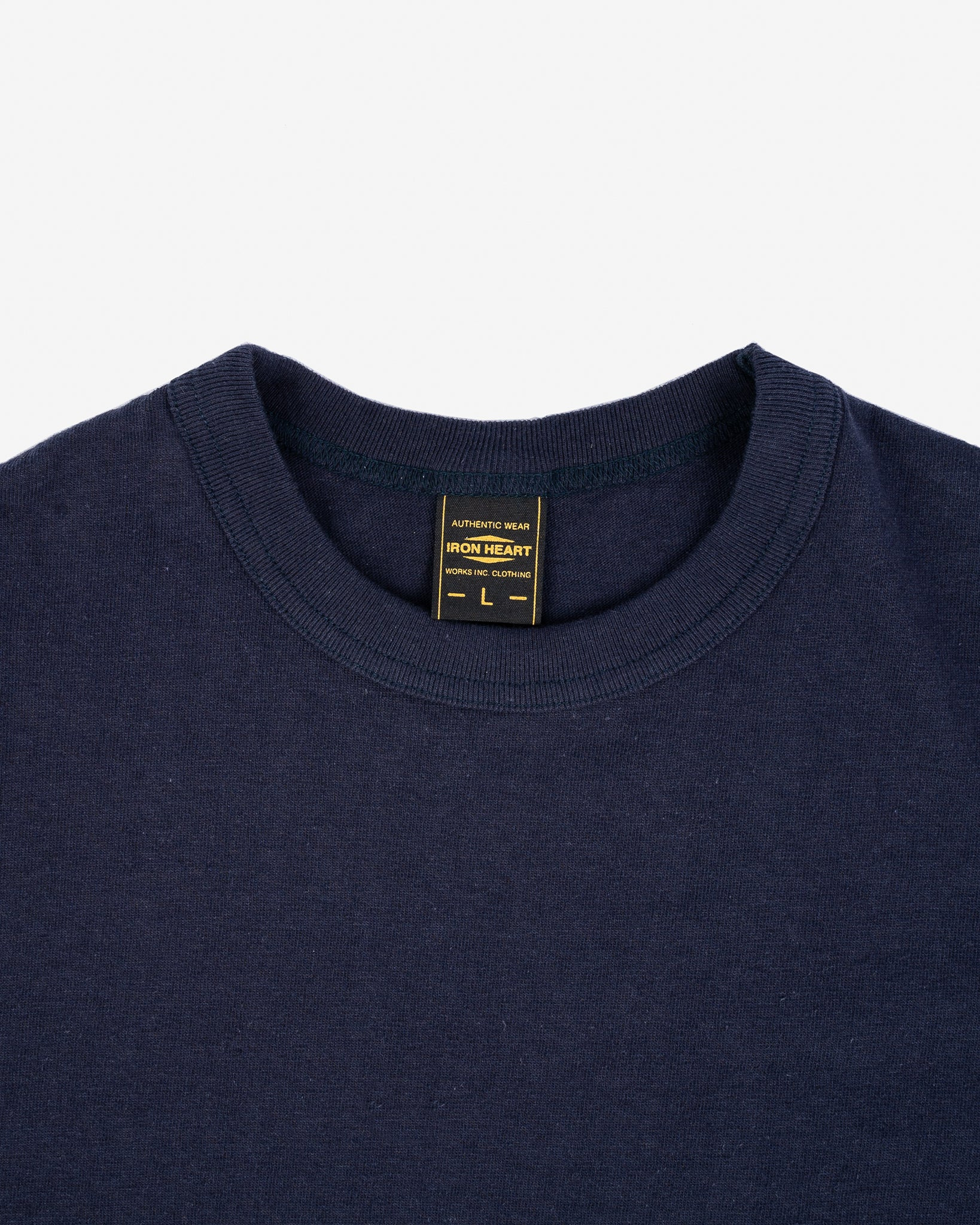 IHT-1610L-NAV 6.5oz Loopwheel Crew Neck T-Shirt with longer body - Navy - 6