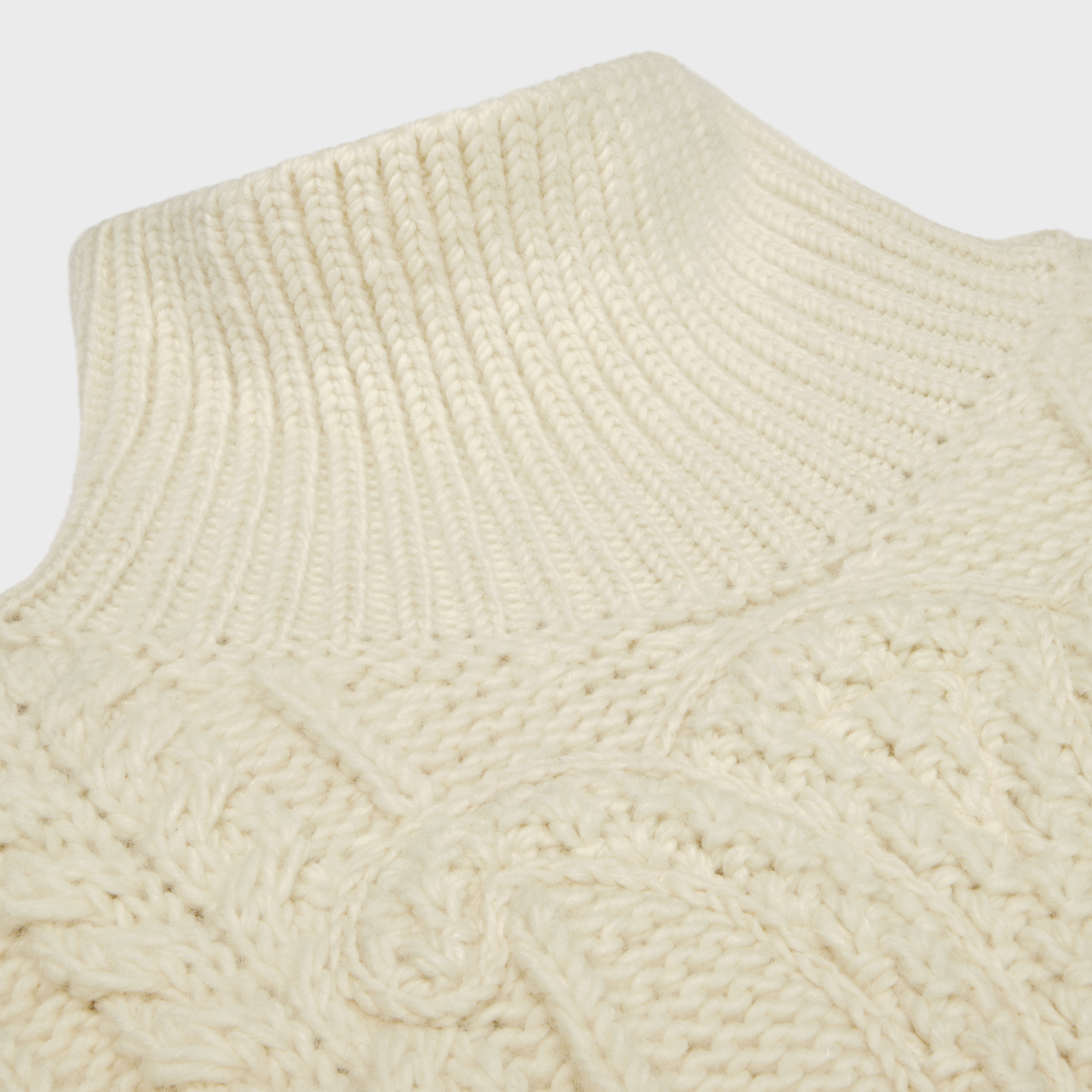 high neck sweater in aran alpaca wool - 3