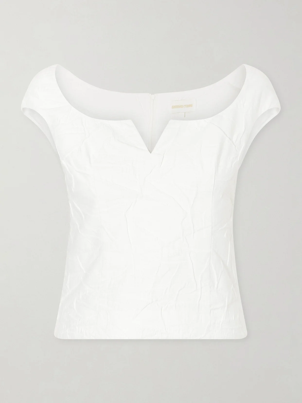 Crinkled Cotton-blend Top - 1