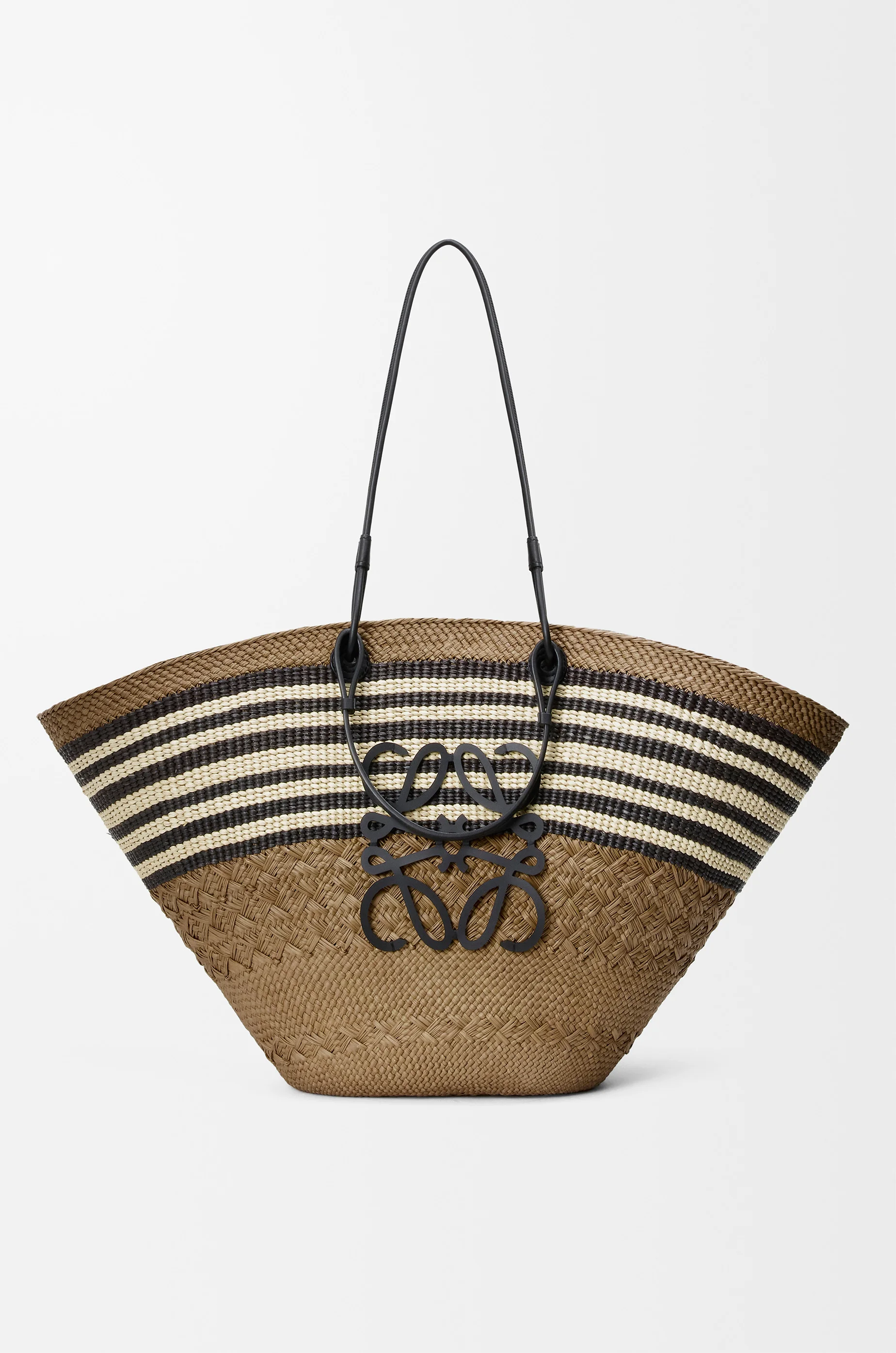 Large Anagram basket in iraca palm and calfskin - 1