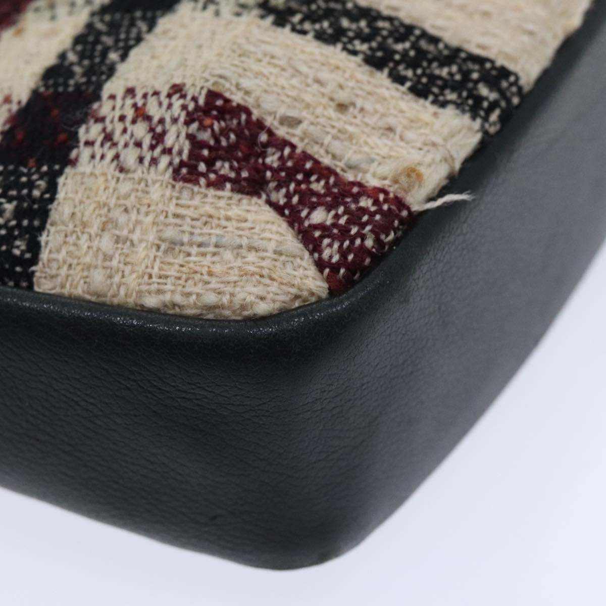Burberry Nova Check Hand Bag Leather Canvas Black Beige - 9