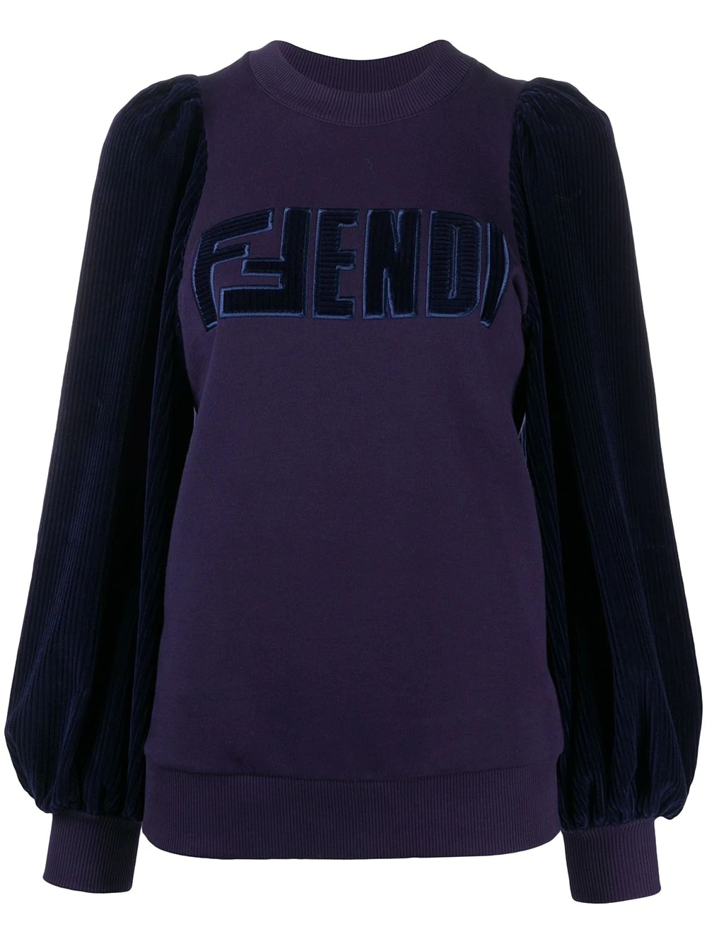 velvet puff sleeve sweatshirt - 1