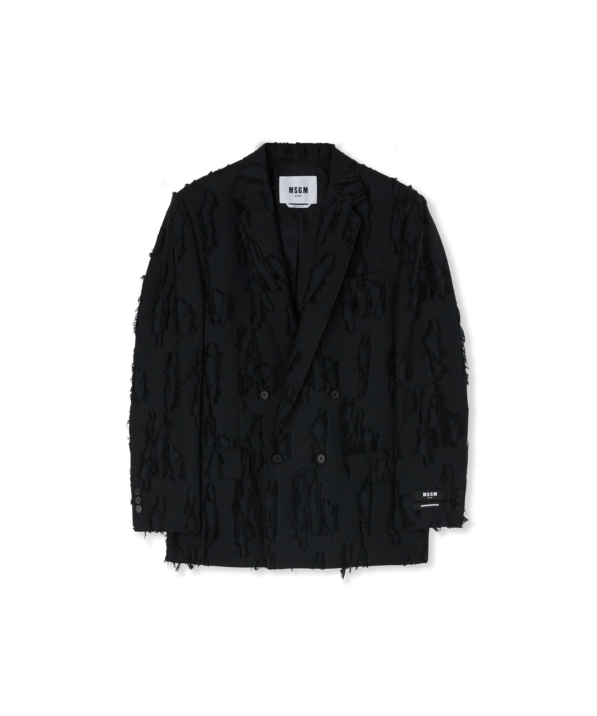 Jacquard fil coupè double-breasted jacket - 1