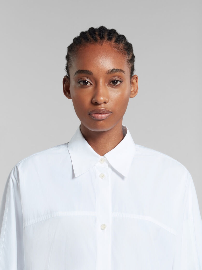 WHITE BIO POPLIN OVERSIZED SHIRT DRESS - 4