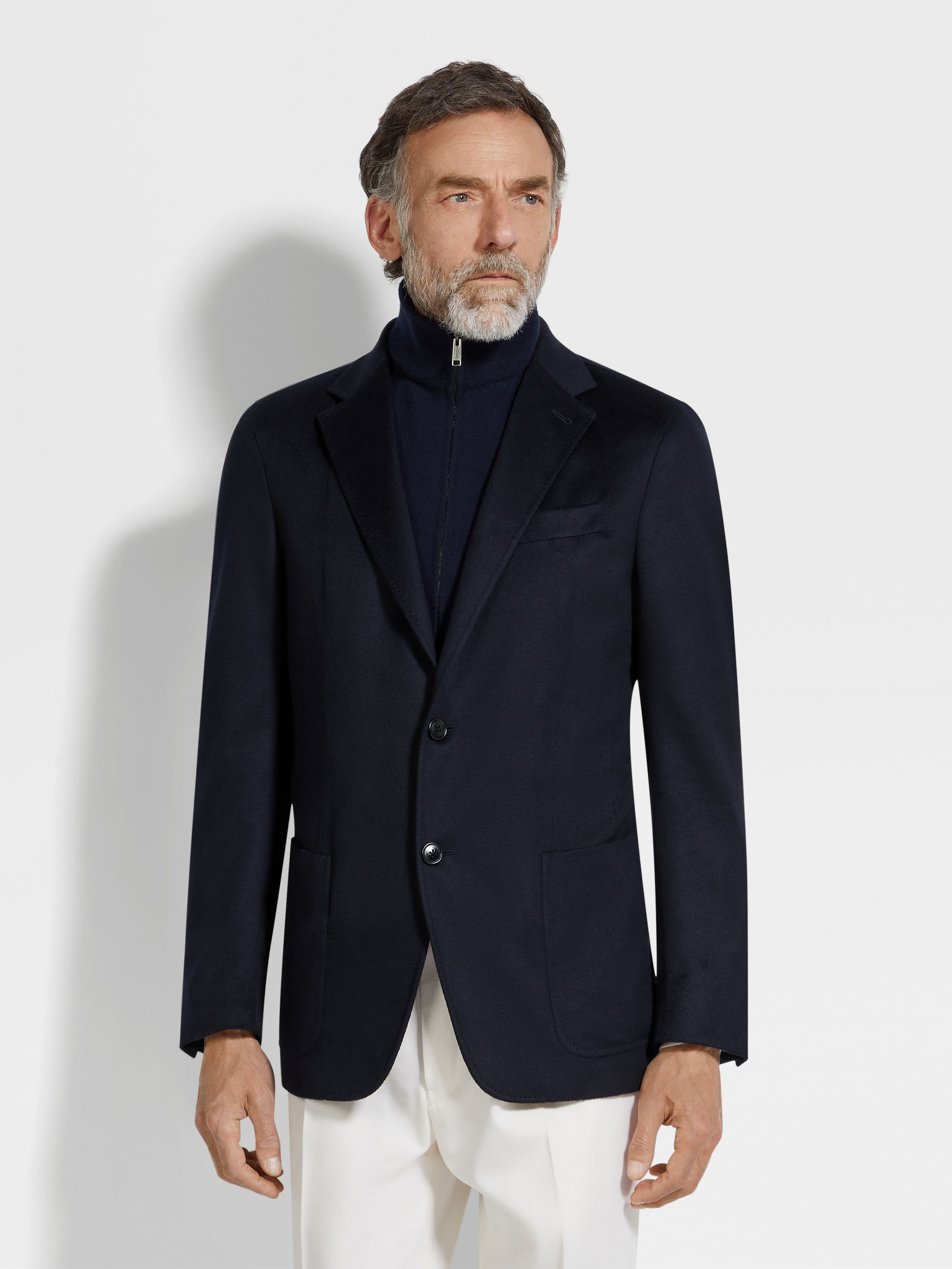 NAVY BLUE OASI CASHMERE JACKET - 4