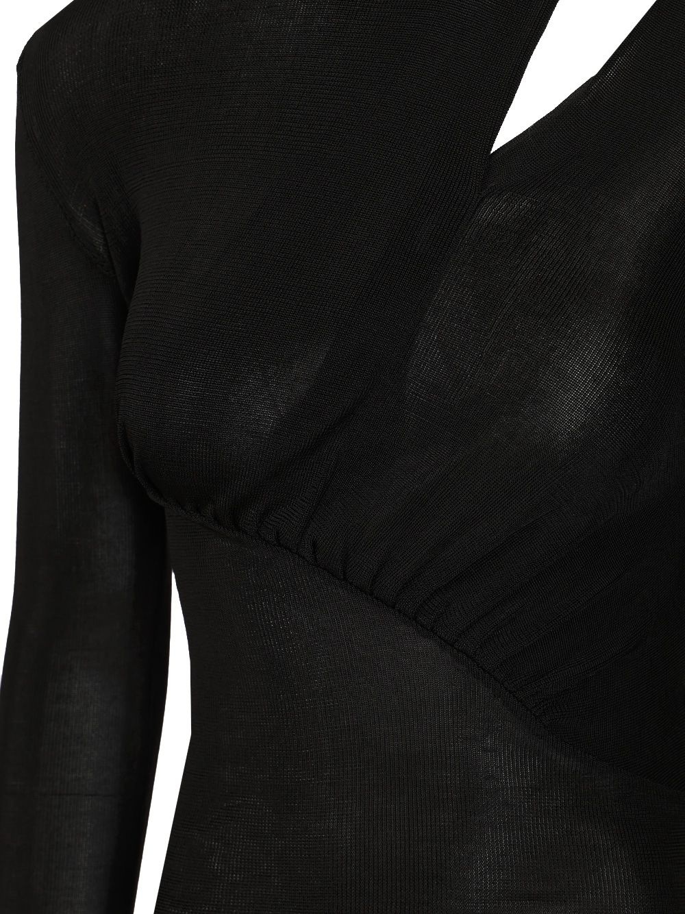 Black Cut Out Viscose Knit Top Tops Black - 4