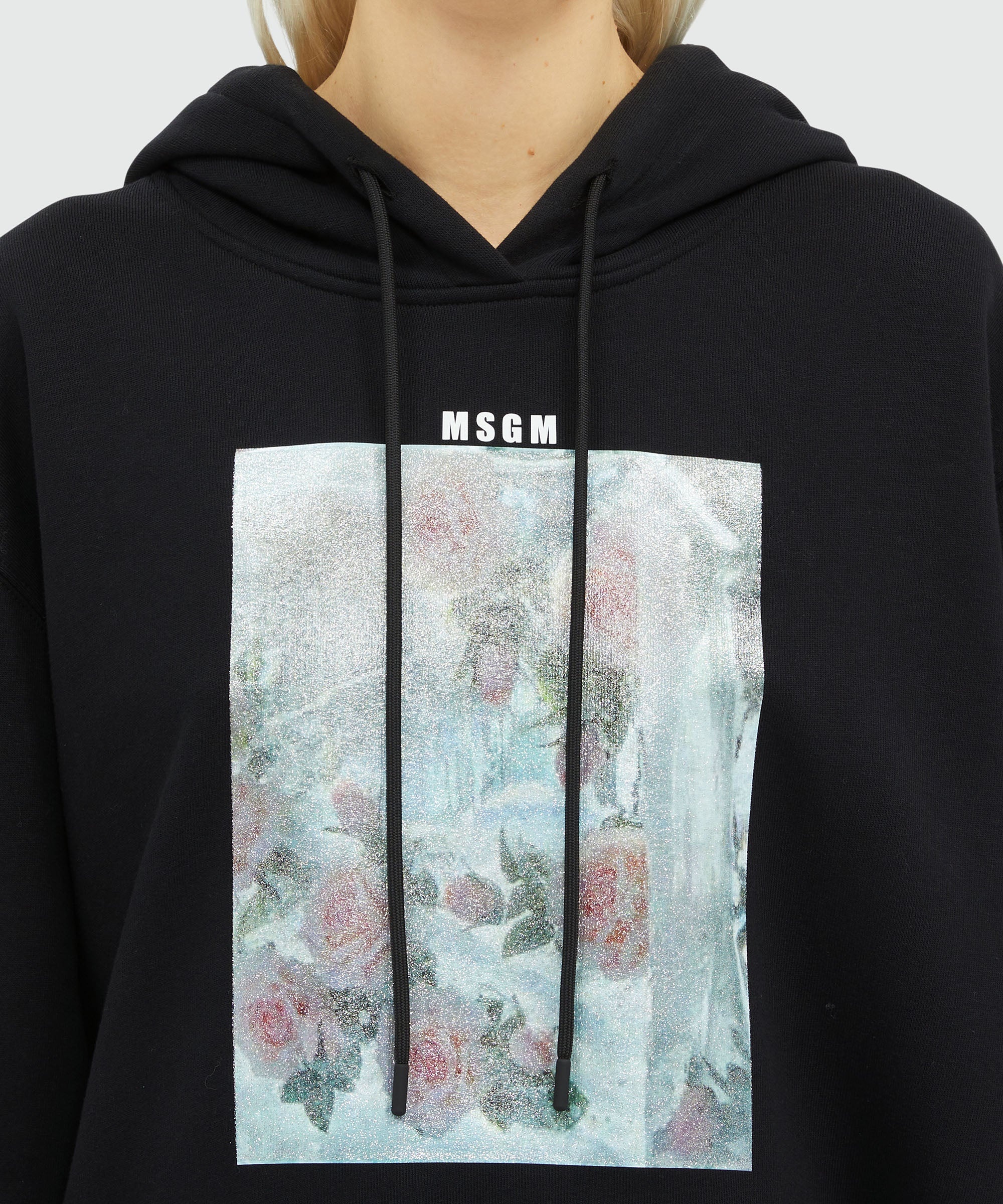 Jersey sweatshirt with rose graphic print - 5