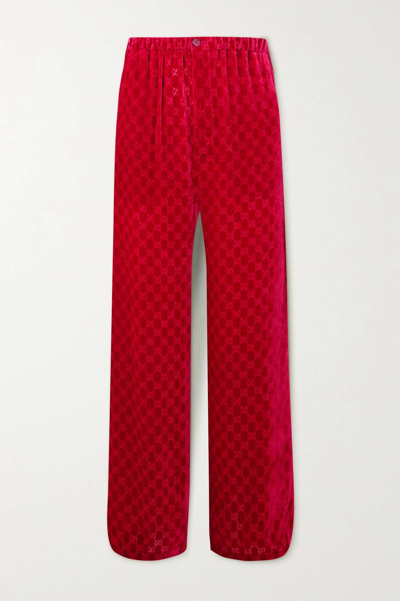 Velvet straight-leg pants - 1