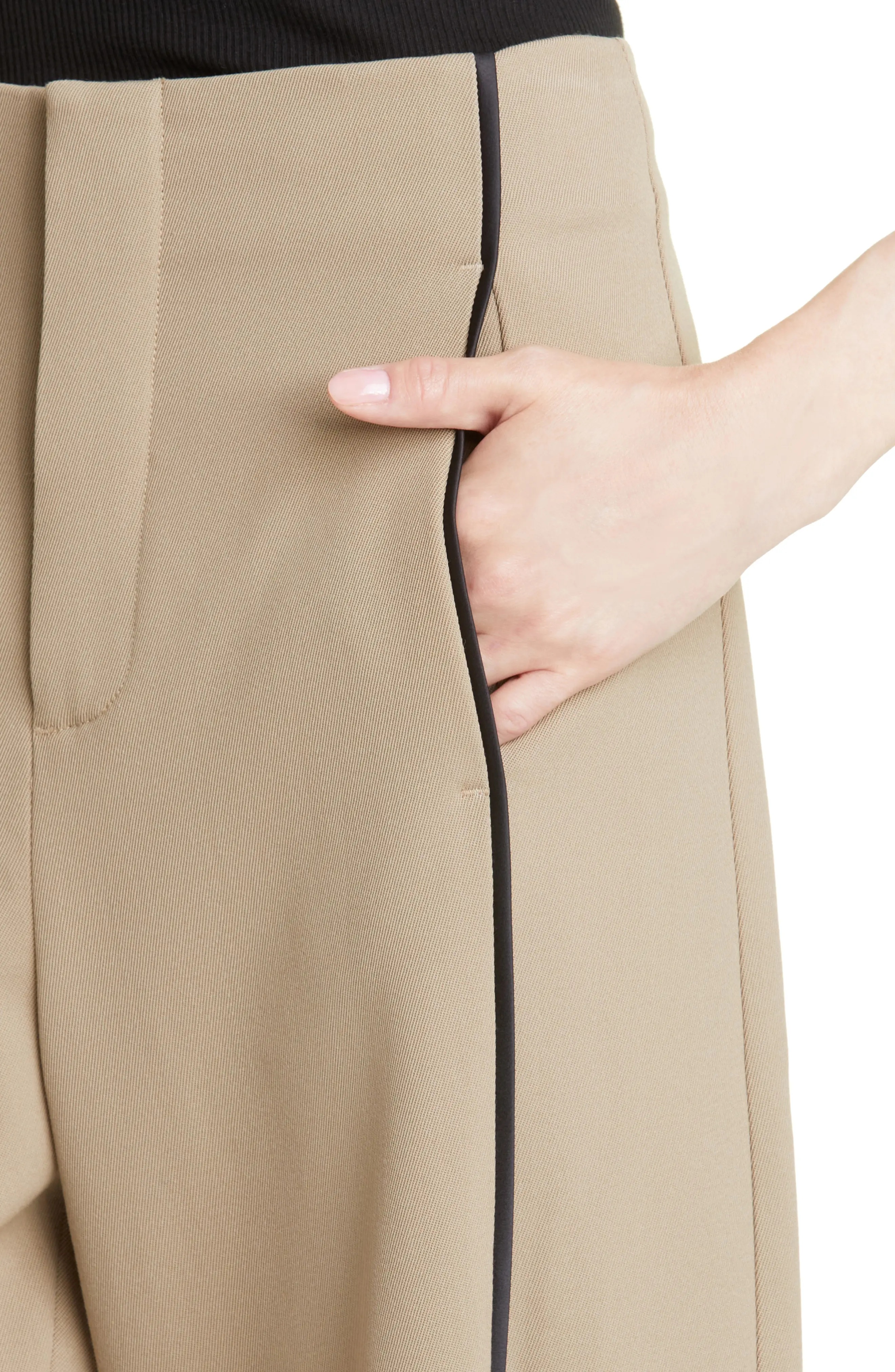 Curved Leg Stripe Twill Suiting Pants - 5