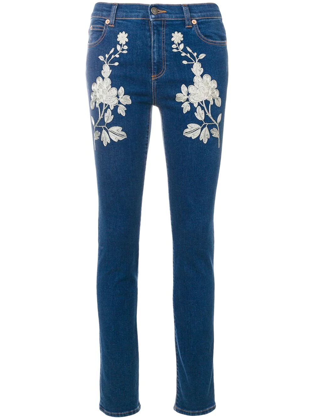 embroidered skinny jeans - 1