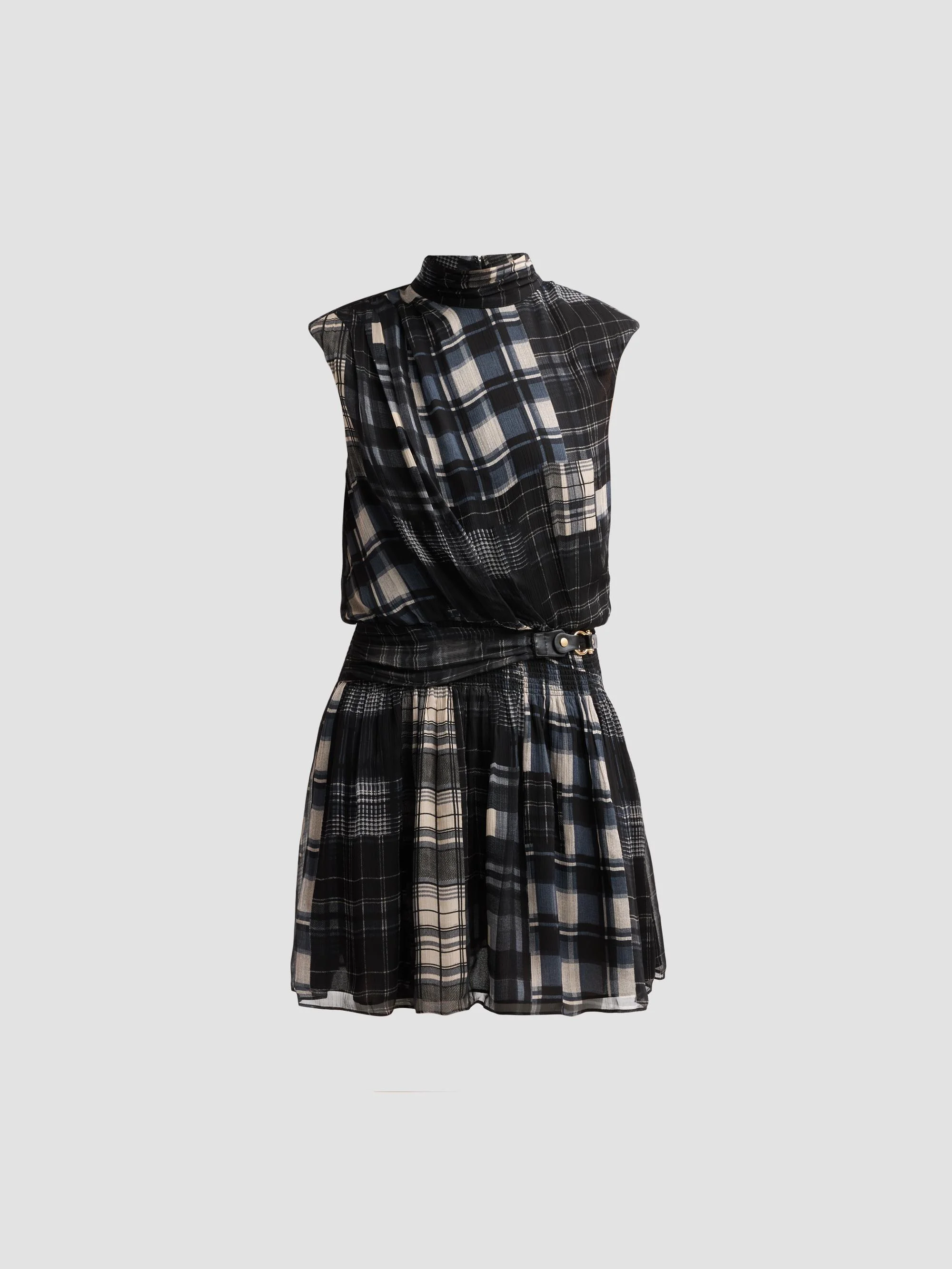 Women's Leah Plaid Mini Dress - Black Plaid - 1