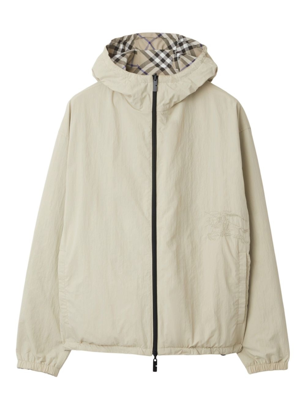 checked reversible hooded jacket - 6