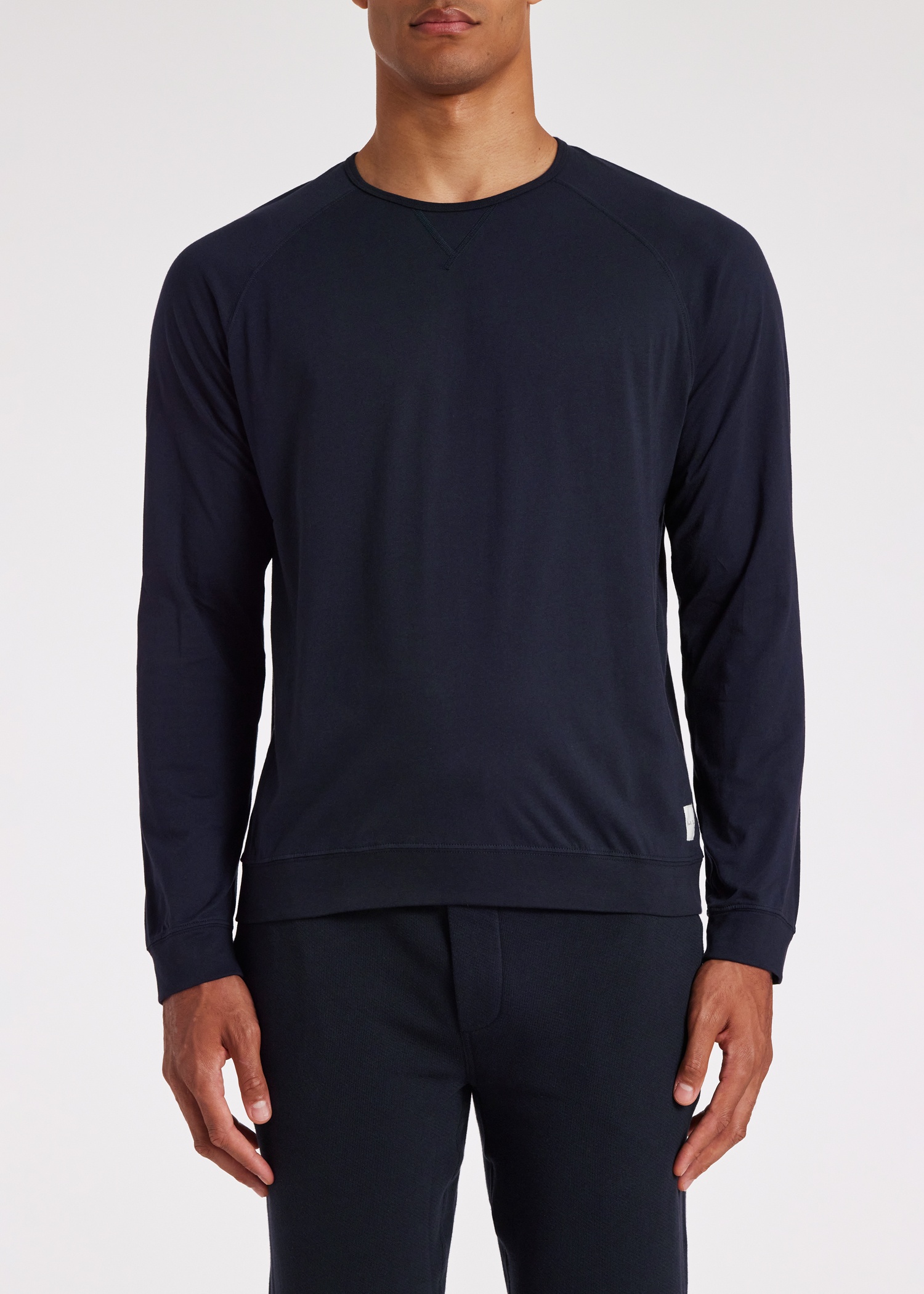 Navy Jersey Cotton Long-Sleeve Lounge Top - 4