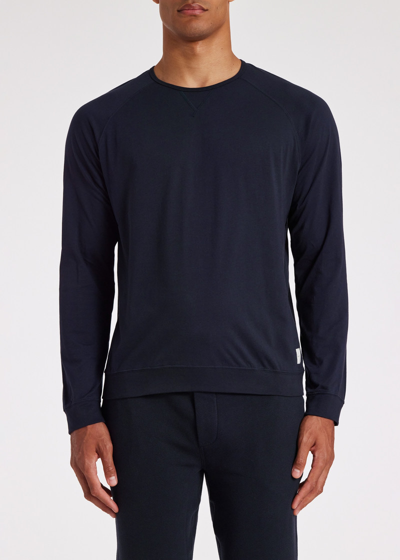 Navy Jersey Cotton Long-Sleeve Lounge Top 4