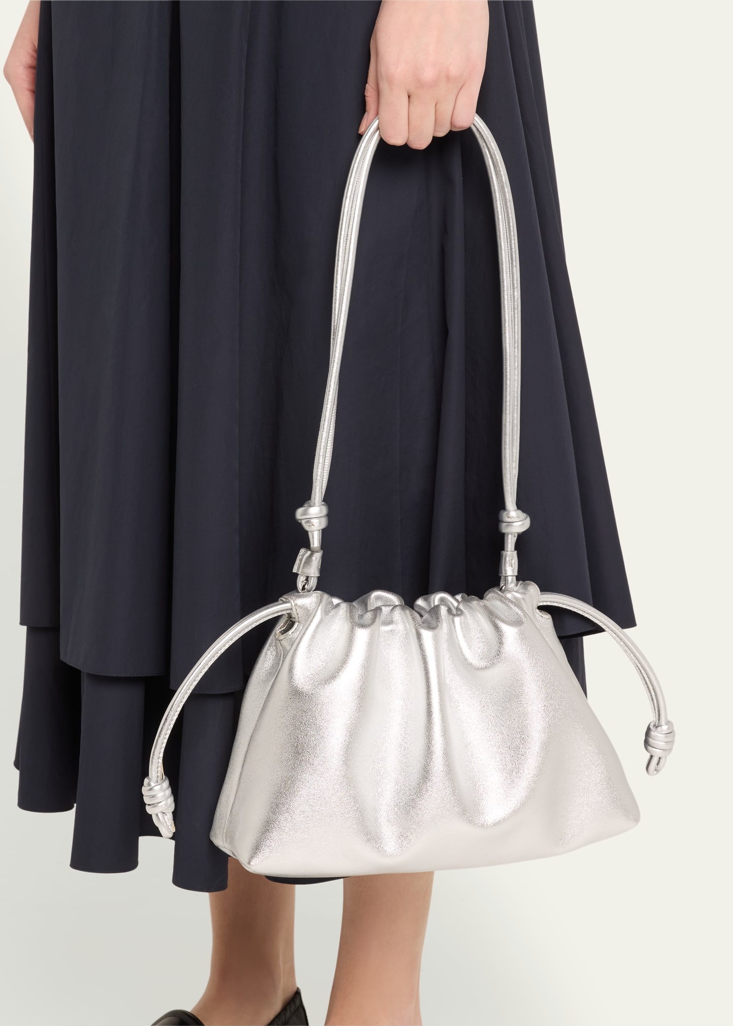 Flamenco Metallic Leather Shoulder Bag - 2