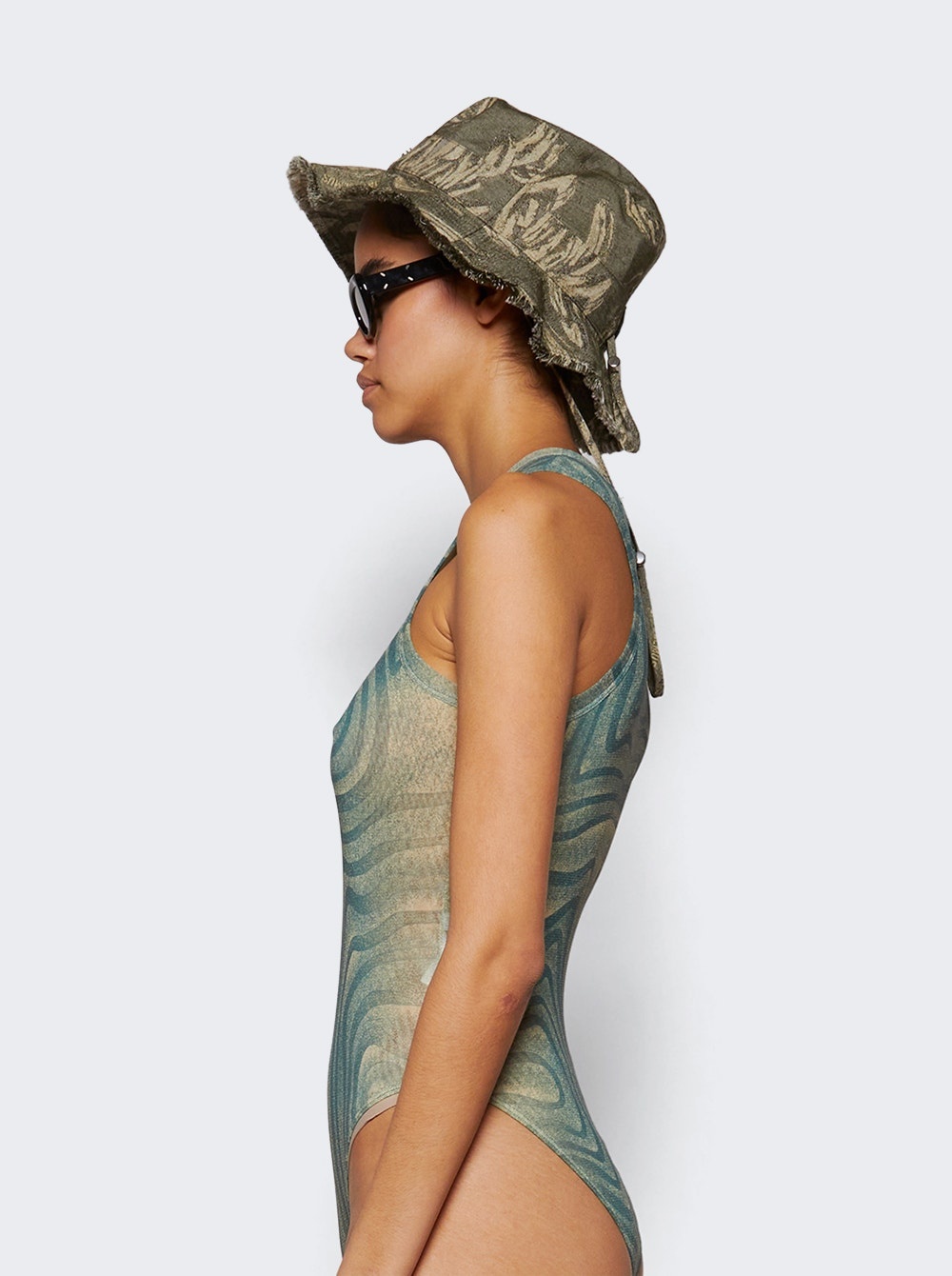 Spiral Bodysuit Ecru And Aqua - 4