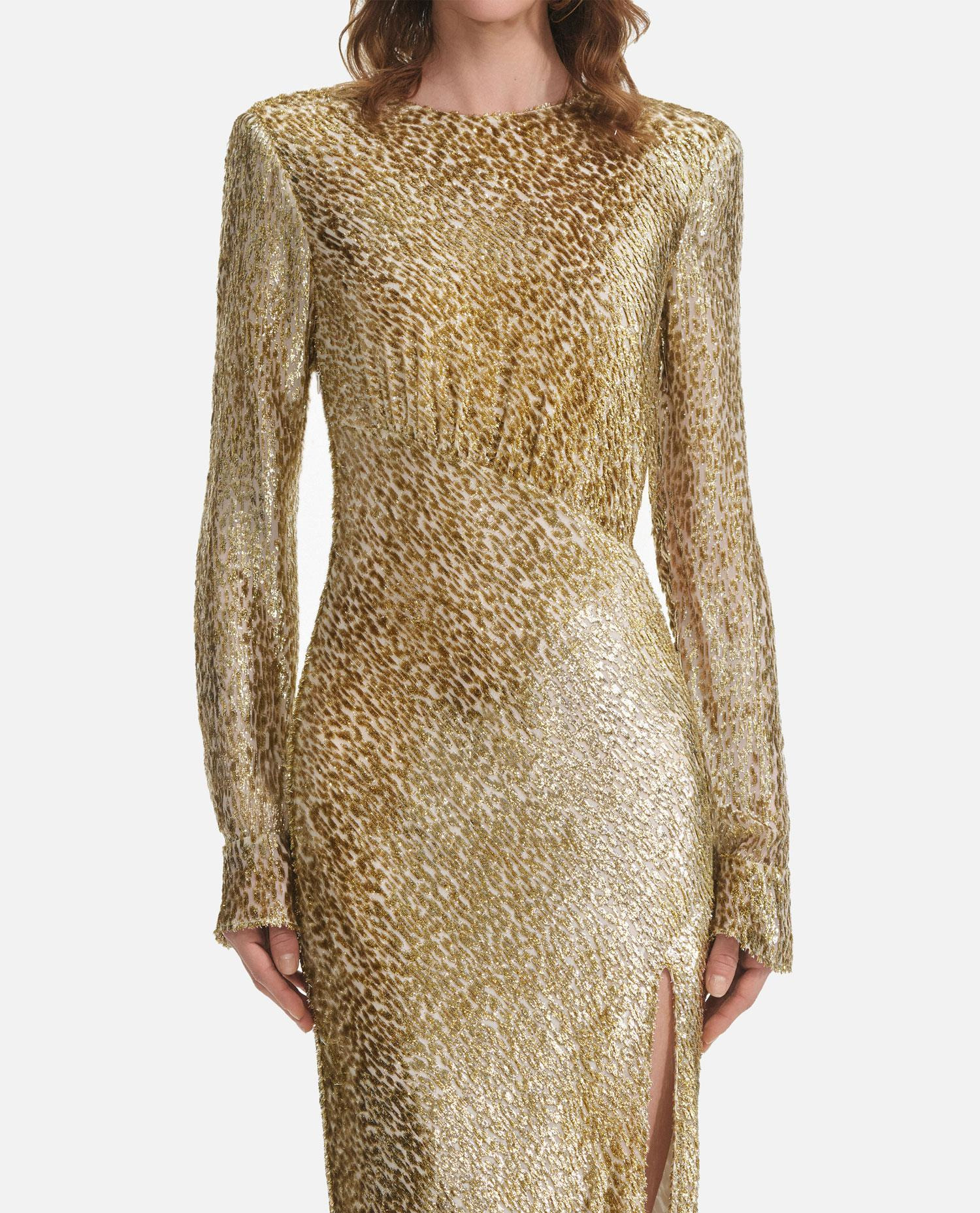 GOLD FIL COUPE MAXI DRESS - 2