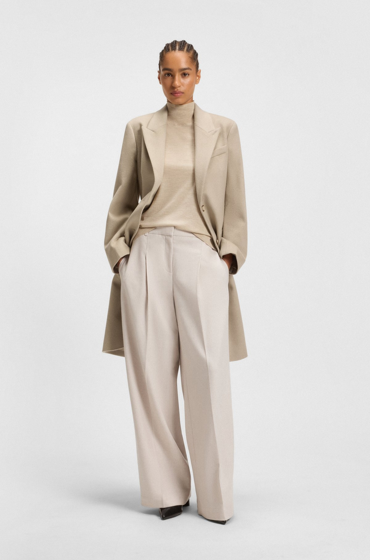 REGULAR-FIT COAT IN WOOL WITH PEAK LAPELS - 3
