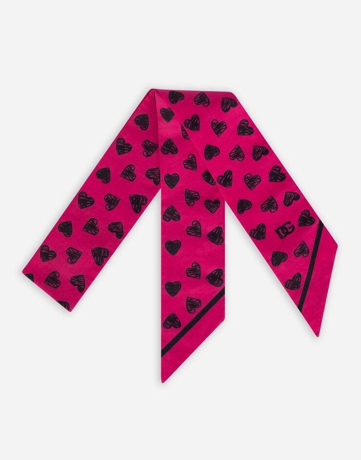 Cotton scarf with heart print - 1
