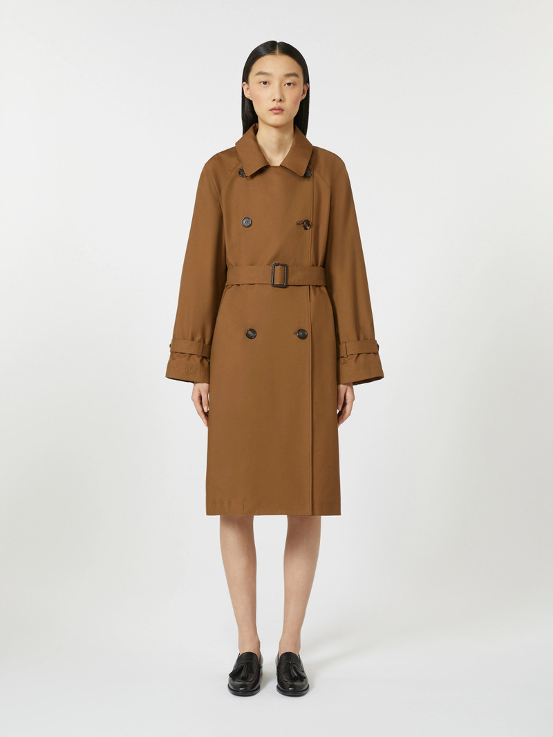CTRENCH Double-breasted water-repellent twill trench coat - TOBACCO 3