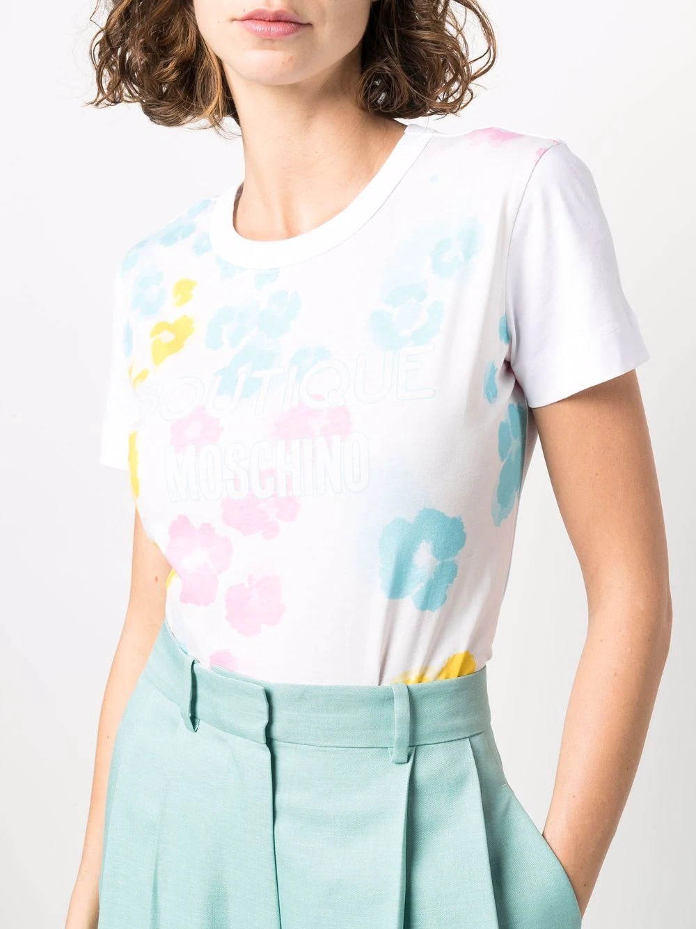 abstract-print logo-print T-shirt - 5